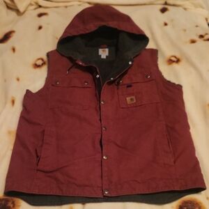 Carhartt Burgundy Hooded Vest